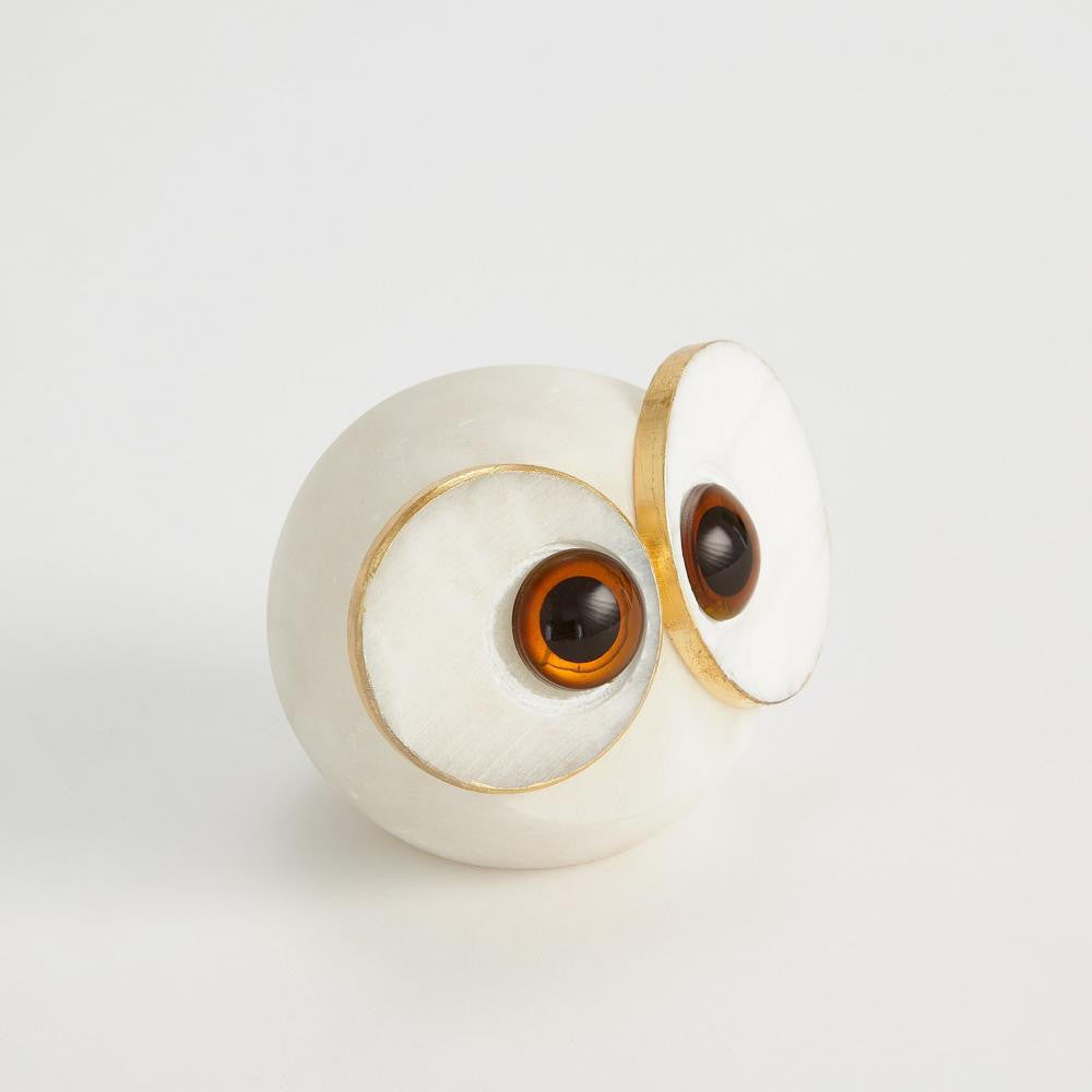Global Views Alabaster Big Eyed Owl Sculpture