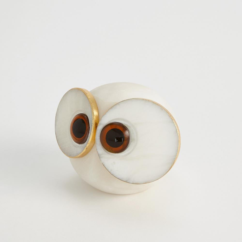 Global Views Alabaster Big Eyed Owl Sculpture