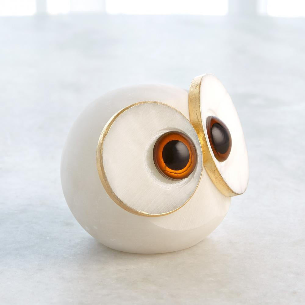 Global Views Alabaster Big Eyed Owl Sculpture