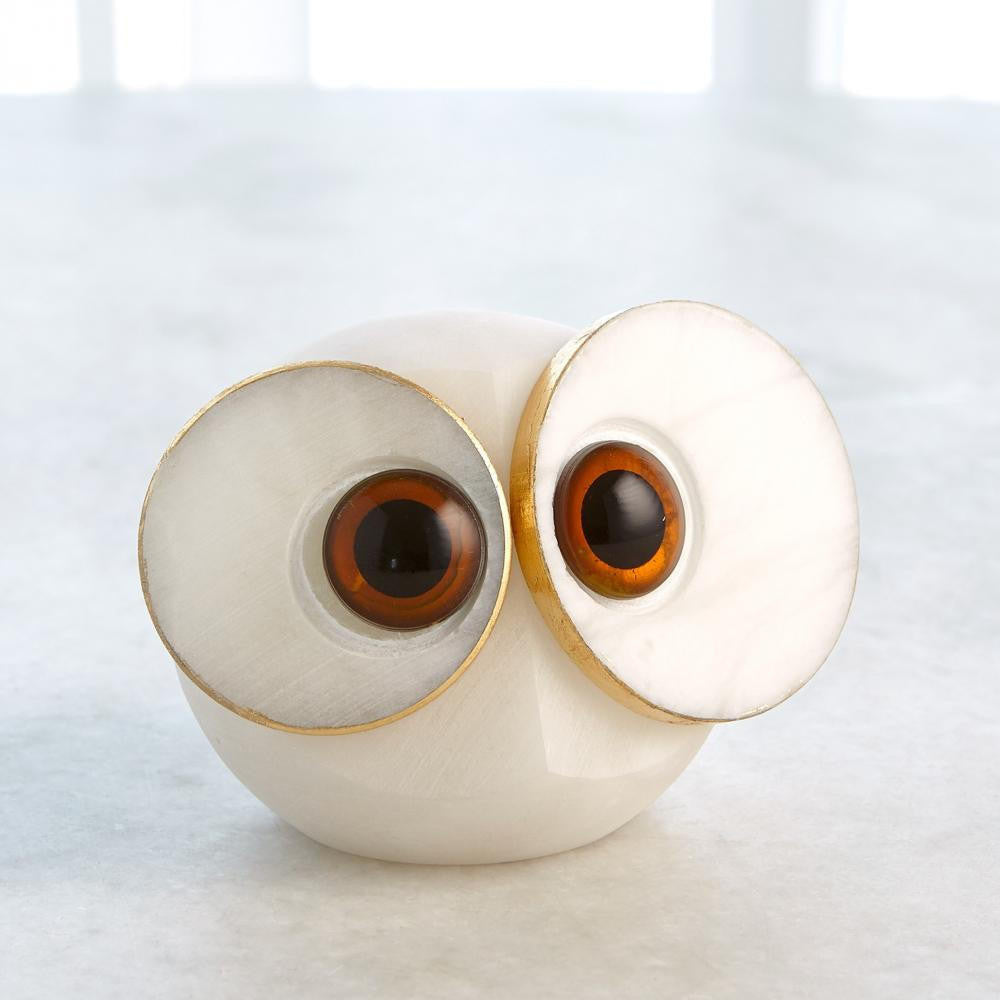 Global Views Alabaster Big Eyed Owl Sculpture
