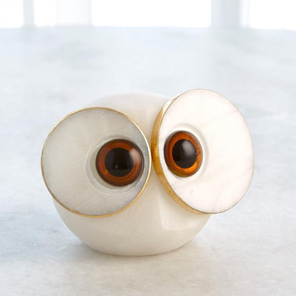 Global Views Alabaster Big Eyed Owl Sculpture