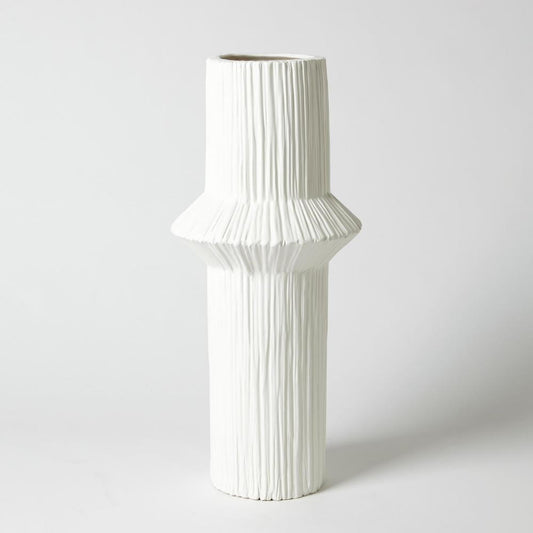 Global Views Ascending Ring Matte White High Vase