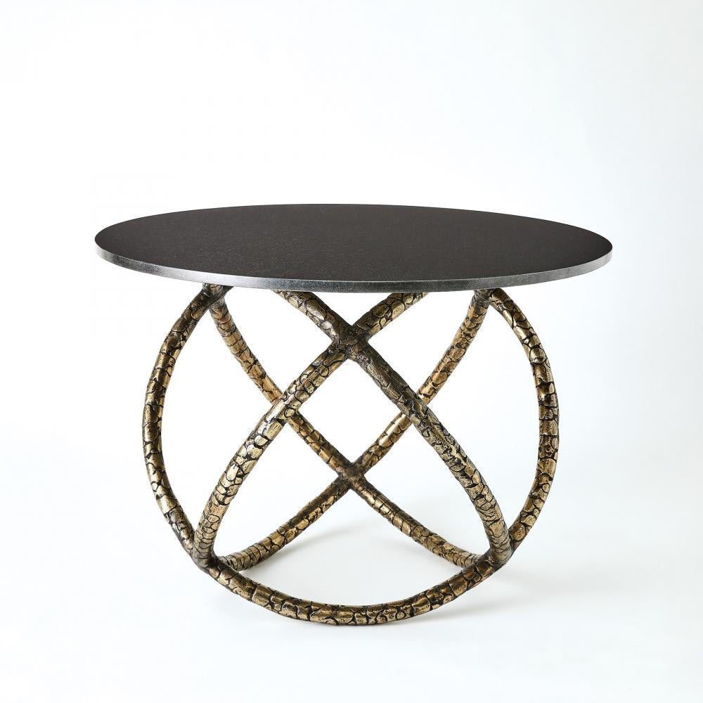 Global Views Astro Antique Brass with Black Granite Table