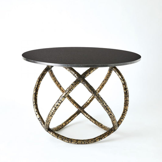 Global Views Astro Antique Brass with Black Granite Table