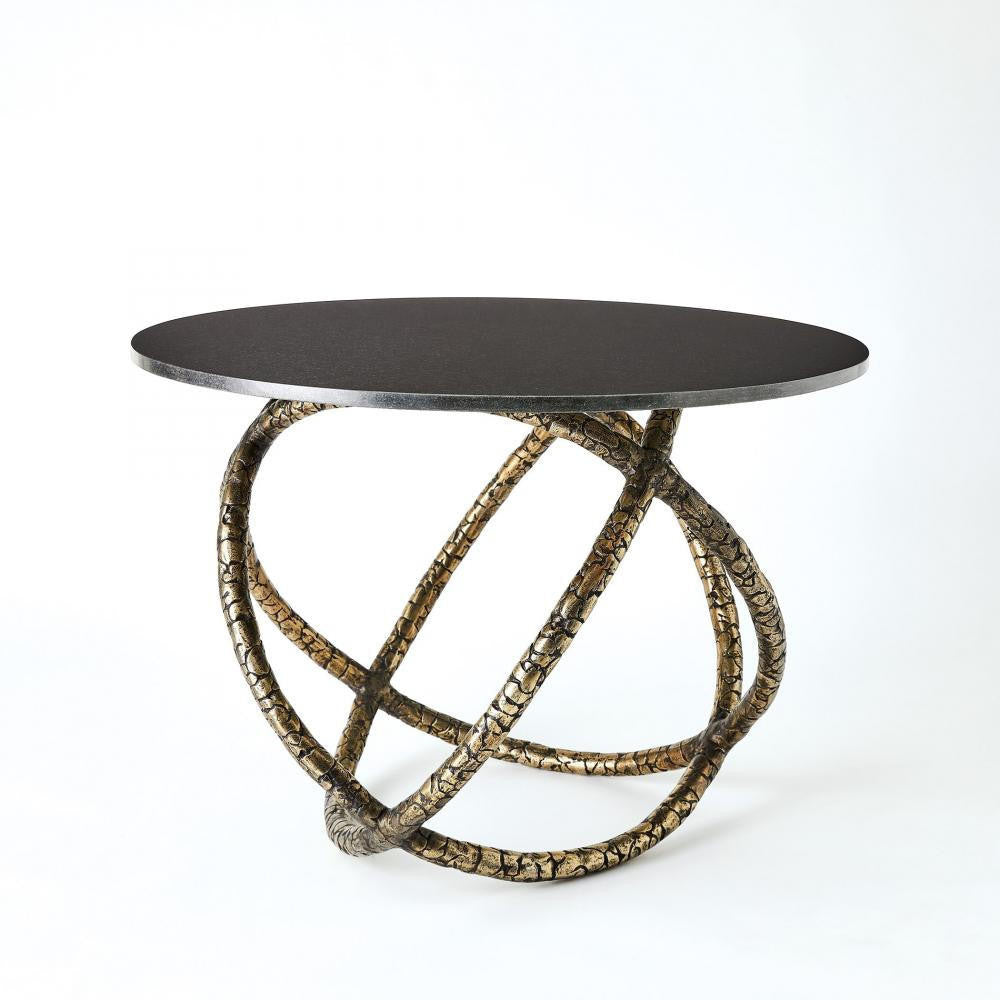 Global Views Astro Antique Brass with Black Granite Table
