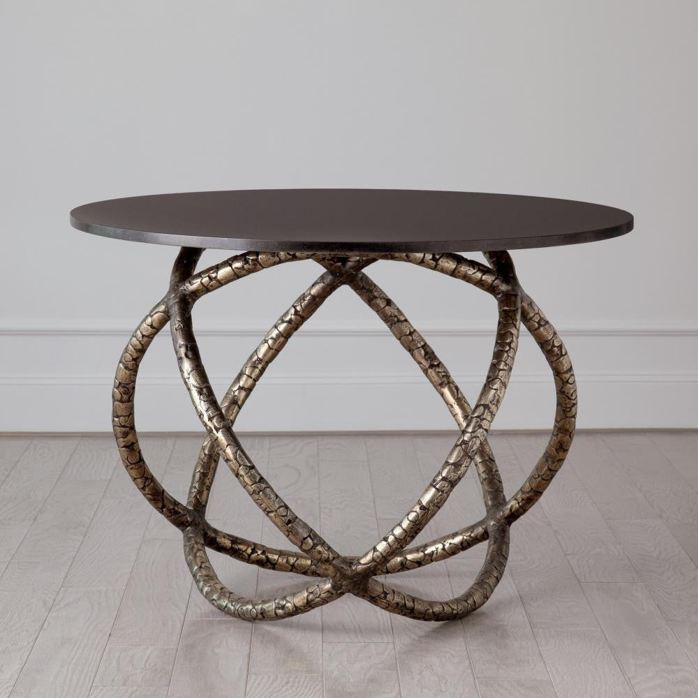Global Views Astro Antique Brass with Black Granite Table