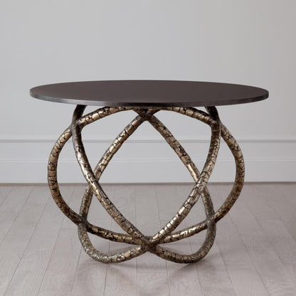 Global Views Astro Antique Brass with Black Granite Table