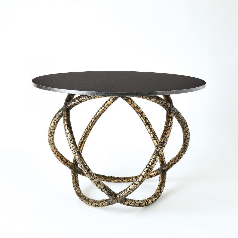 Global Views Astro Antique Brass with Black Granite Table