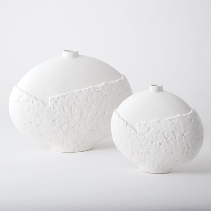 Global Views Asymmetrical Stipple Large Matte White Vase