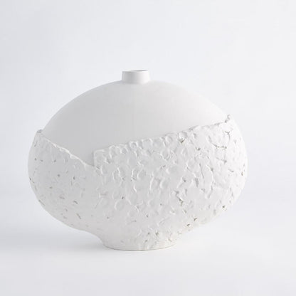 Global Views Asymmetrical Stipple Large Matte White Vase