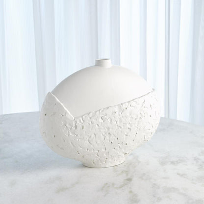 Global Views Asymmetrical Stipple Large Matte White Vase