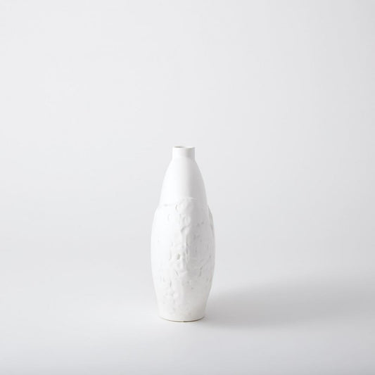 Global Views Asymmetrical Stipple Large Matte White Vase