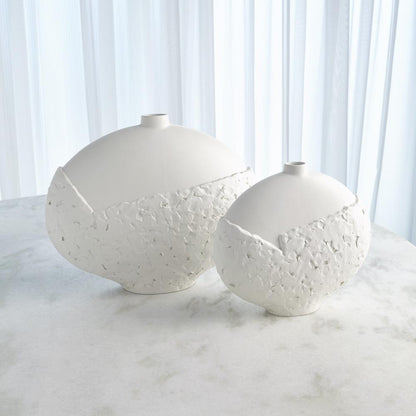 Global Views Asymmetrical Stipple Large Matte White Vase