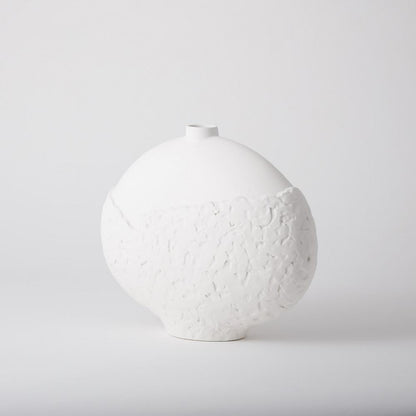 Global Views Asymmetrical Stipple Small Matte White Vase