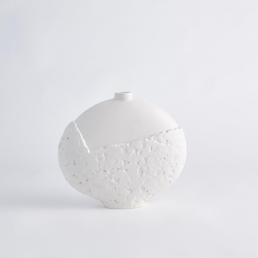 Global Views Asymmetrical Stipple Small Matte White Vase