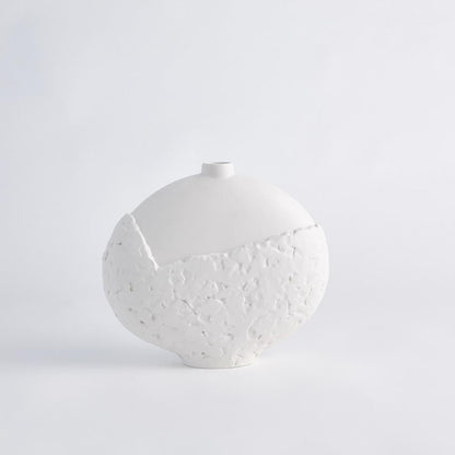 Global Views Asymmetrical Stipple Small Matte White Vase