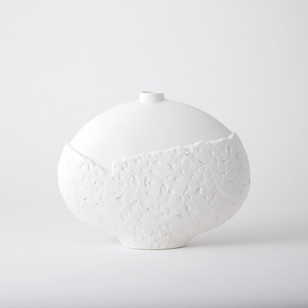 Global Views Asymmetrical Stipple Small Matte White Vase