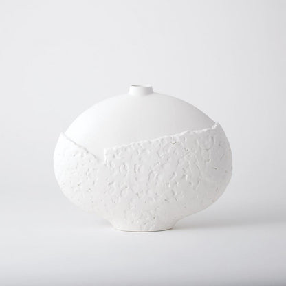 Global Views Asymmetrical Stipple Small Matte White Vase
