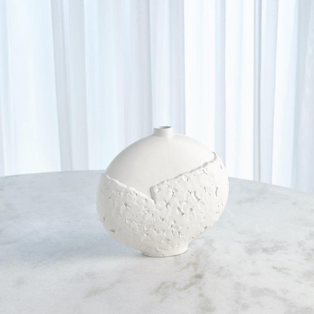 Global Views Asymmetrical Stipple Small Matte White Vase