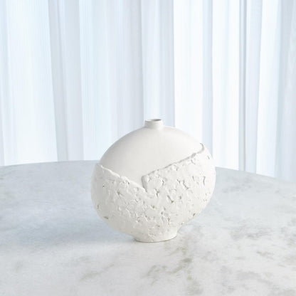 Global Views Asymmetrical Stipple Small Matte White Vase