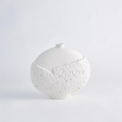 Global Views Asymmetrical Stipple Small Matte White Vase