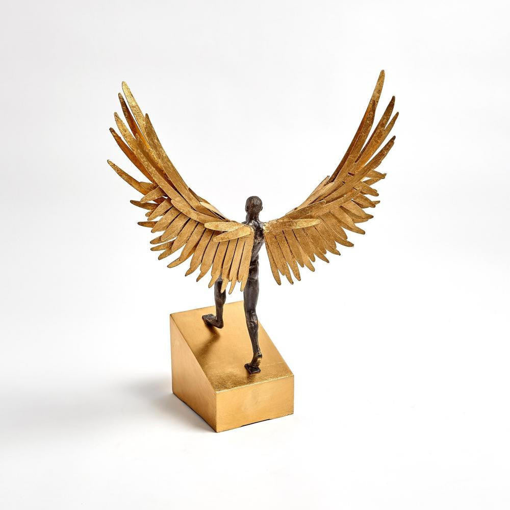 Global Views Avian Man Running Bronze Sculpture