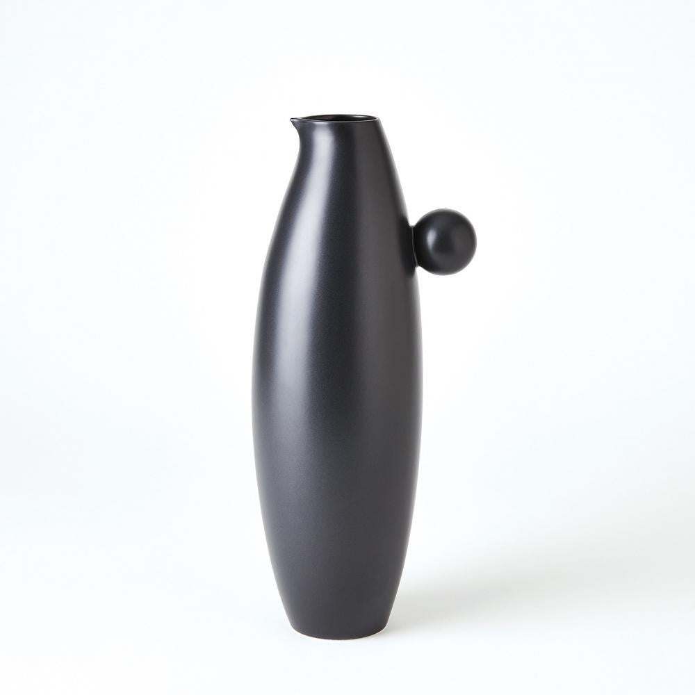 Global Views Ball Handled Large Black Pitcher