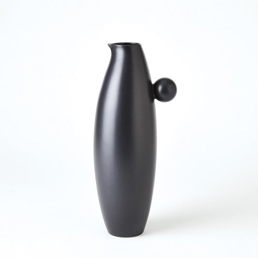 Global Views Ball Handled Large Black Pitcher