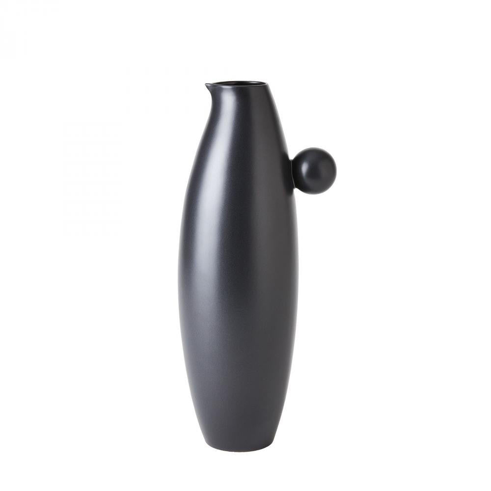 Global Views Ball Handled Large Black Pitcher