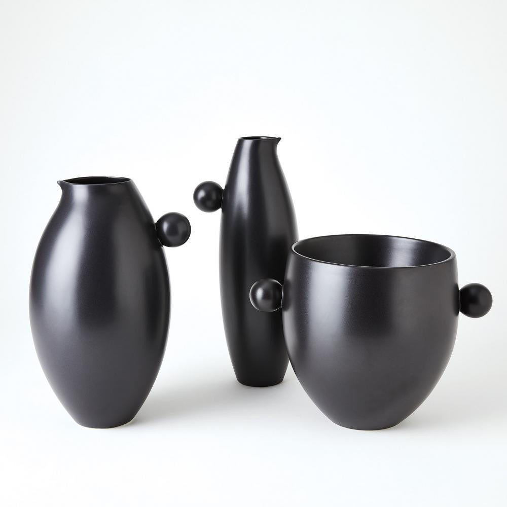 Global Views Ball Handled Large Black Pitcher