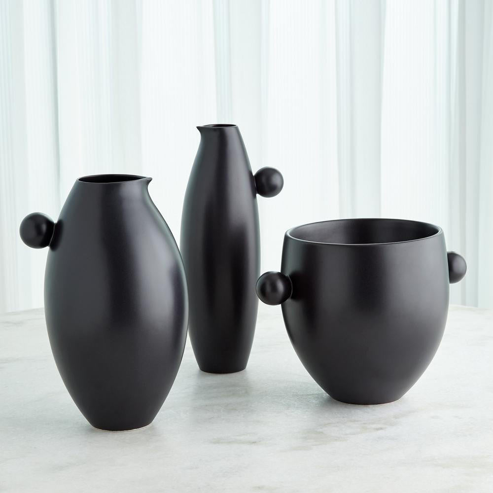 Global Views Ball Handled Large Black Pitcher