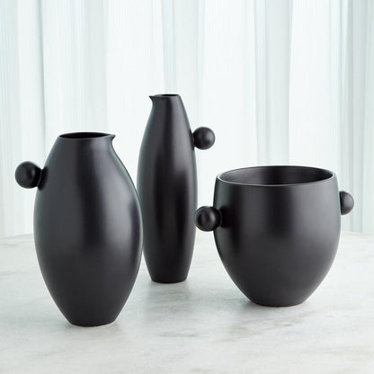 Global Views Ball Handled Large Black Pitcher