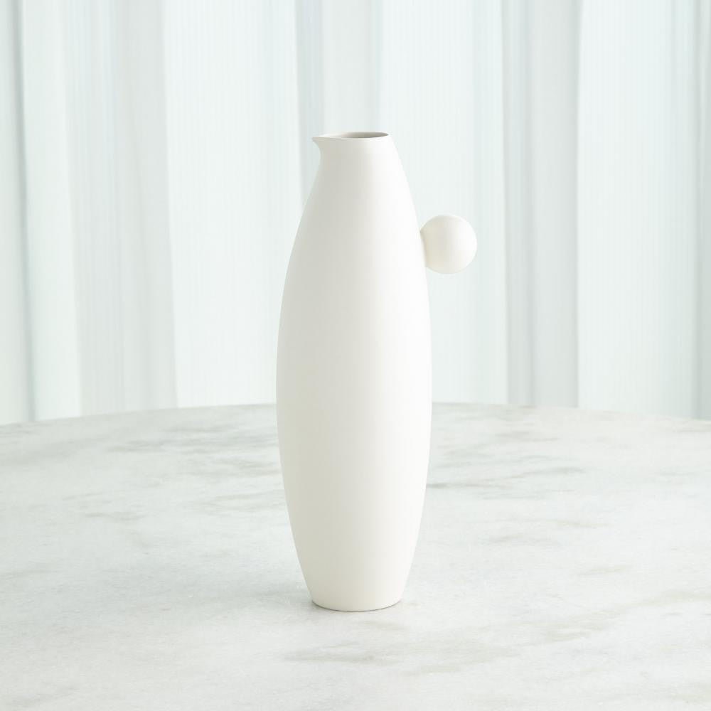 Global Views Ball Handled Large White Pitcher