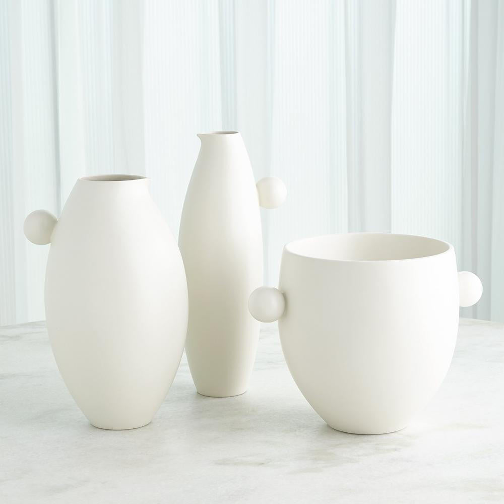 Global Views Ball Handled Large White Pitcher