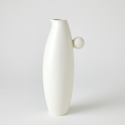 Global Views Ball Handled Large White Pitcher