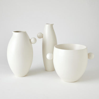 Global Views Ball Handled Small White Pitcher