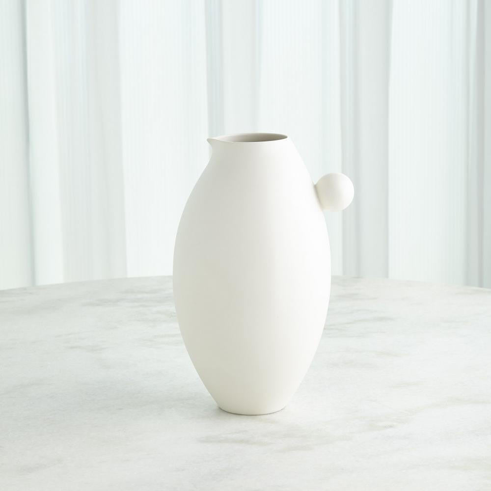 Global Views Ball Handled Small White Pitcher