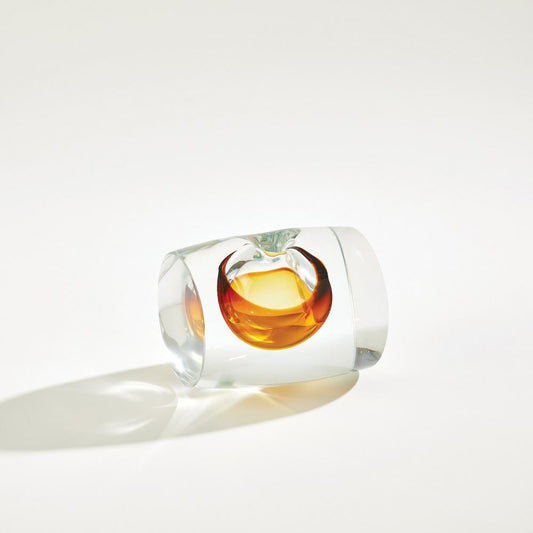 Global Views Barrel Amber/Clear Vase