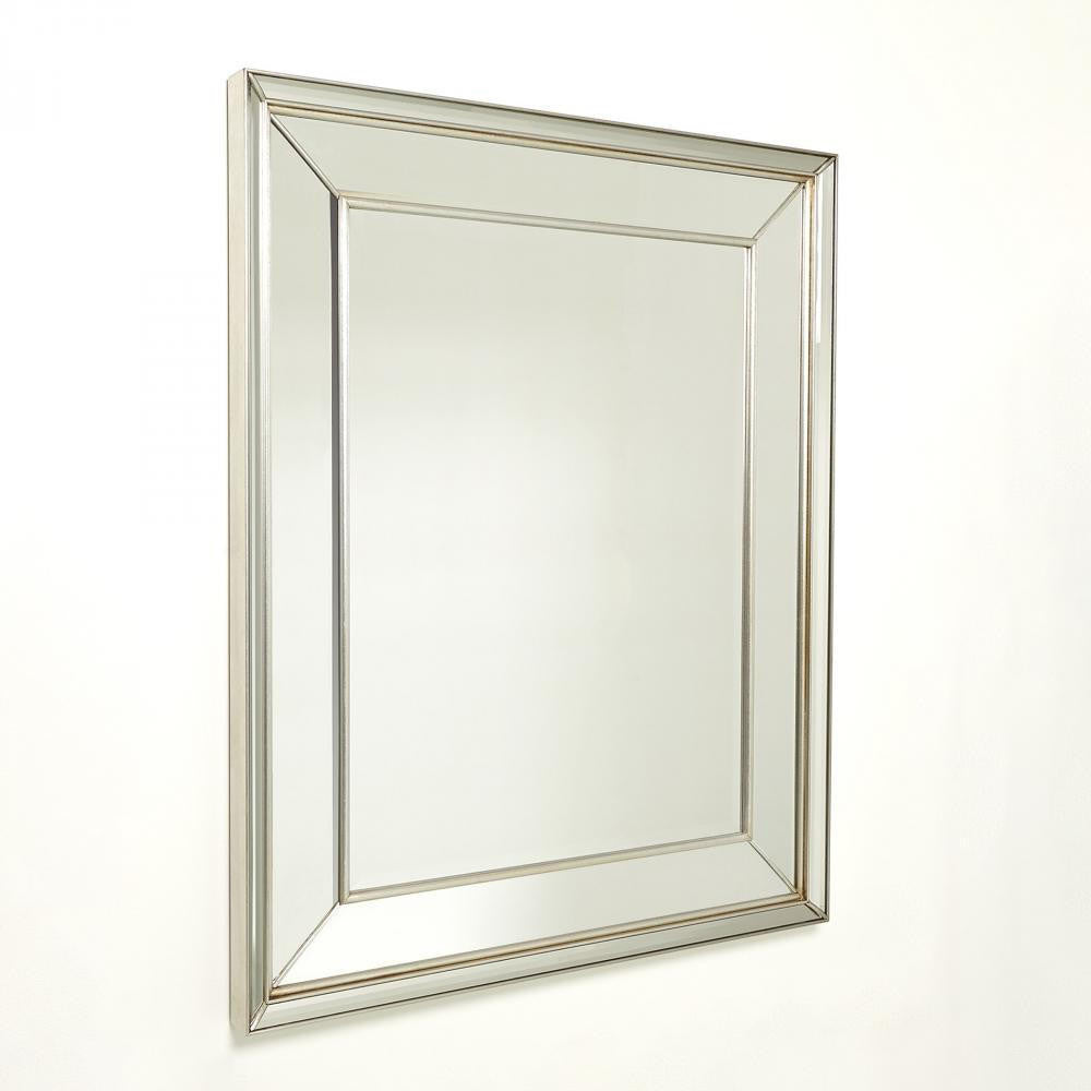 Global Views Bevel on Bevel Silver Leaf Mirror