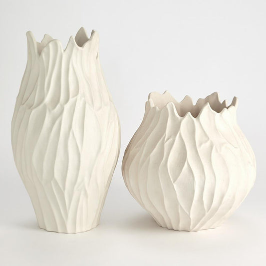 Global Views Bloom Round Matte White Vase
