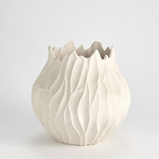 Global Views Bloom Round Matte White Vase