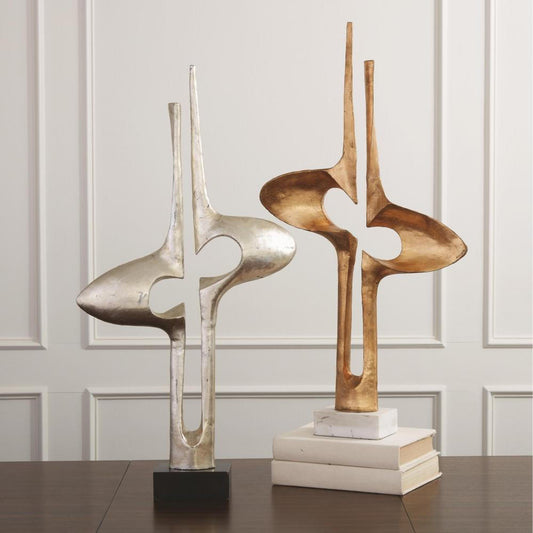 Global Views Brother and Sister Gold Leaf Sculpture
