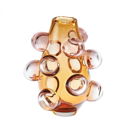 Global Views Bubbled Large Amber Blush  Vase