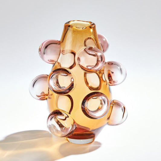 Global Views Bubbled Large Amber Blush  Vase