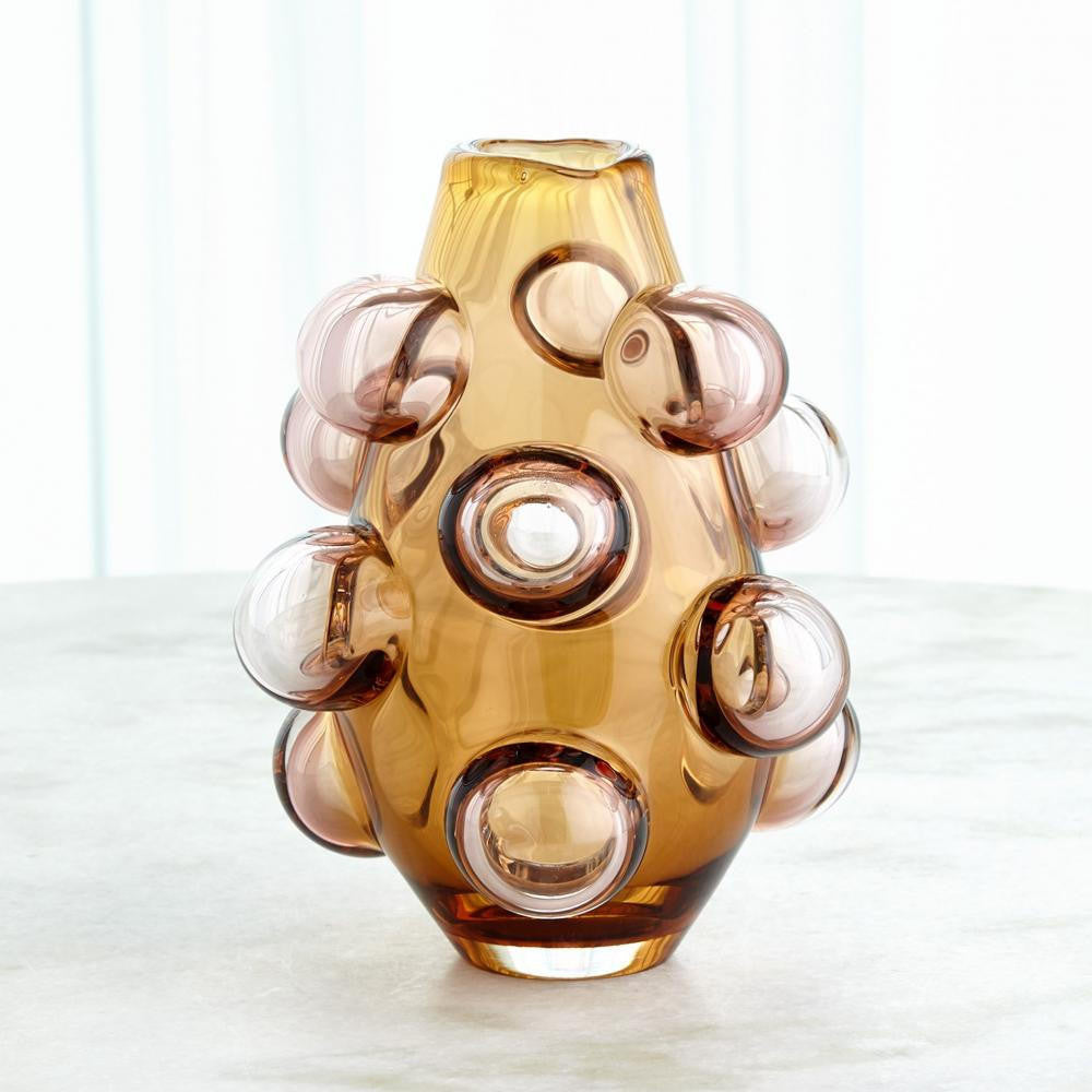 Global Views Bubbled Large Amber Blush  Vase