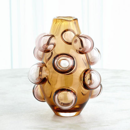 Global Views Bubbled Large Amber Blush  Vase