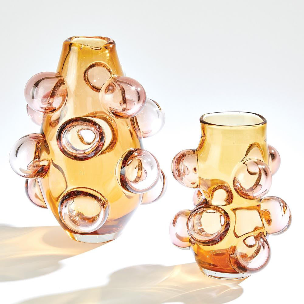 Global Views Bubbled Large Amber Blush  Vase