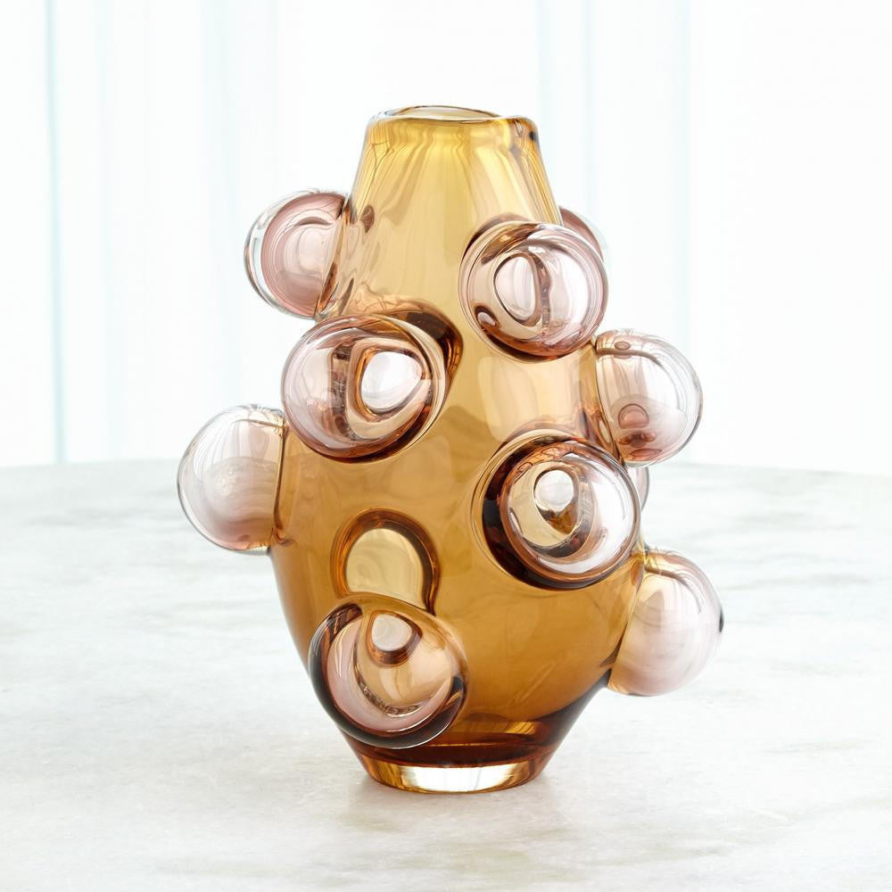 Global Views Bubbled Large Amber Blush  Vase