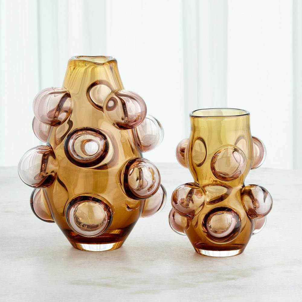 Global Views Bubbled Large Amber Blush  Vase