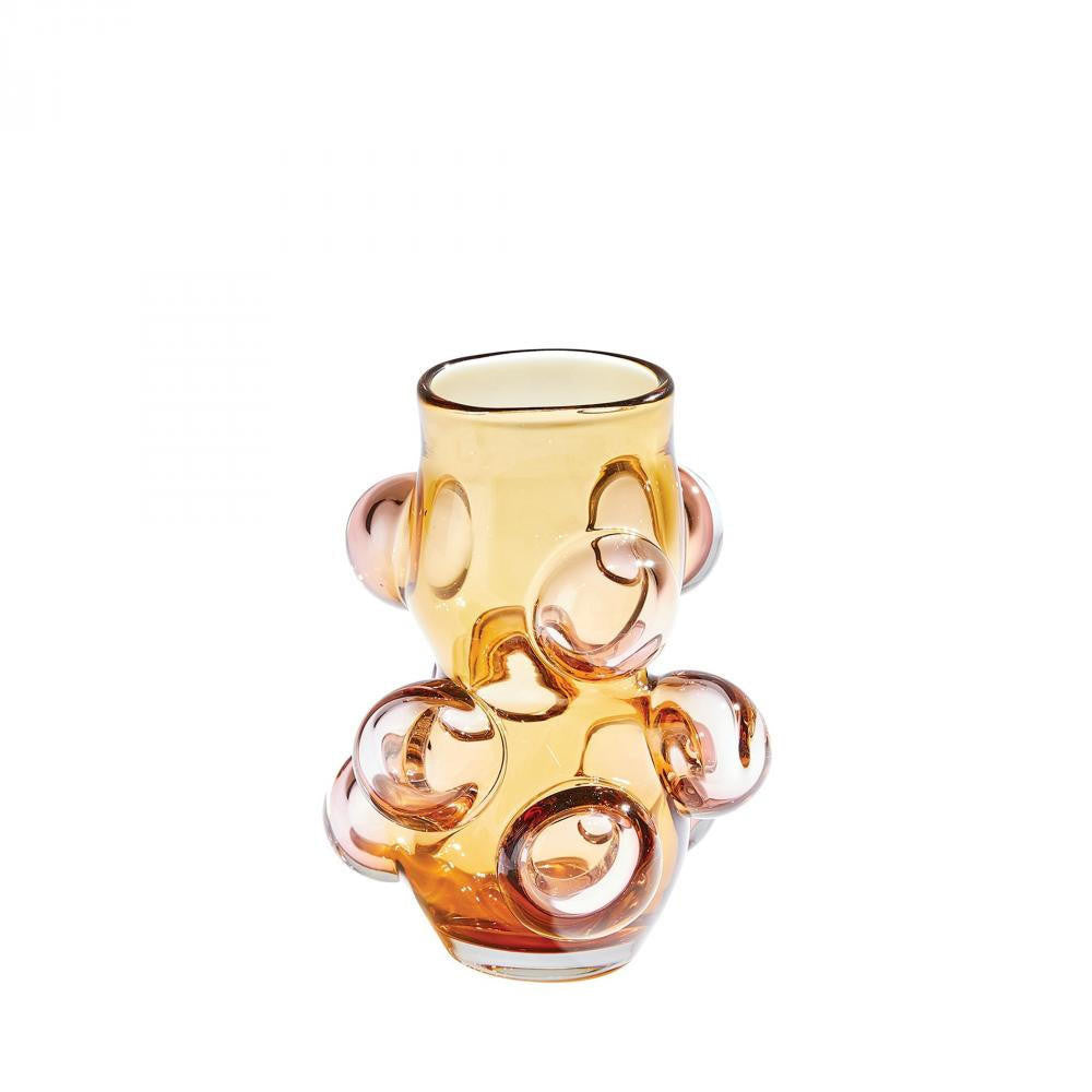 Global Views Bubbled Small Amber Blush  Vase